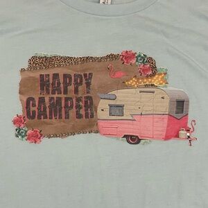 Happy Camper Vintage RV Bella Light Blue T-shirt XL